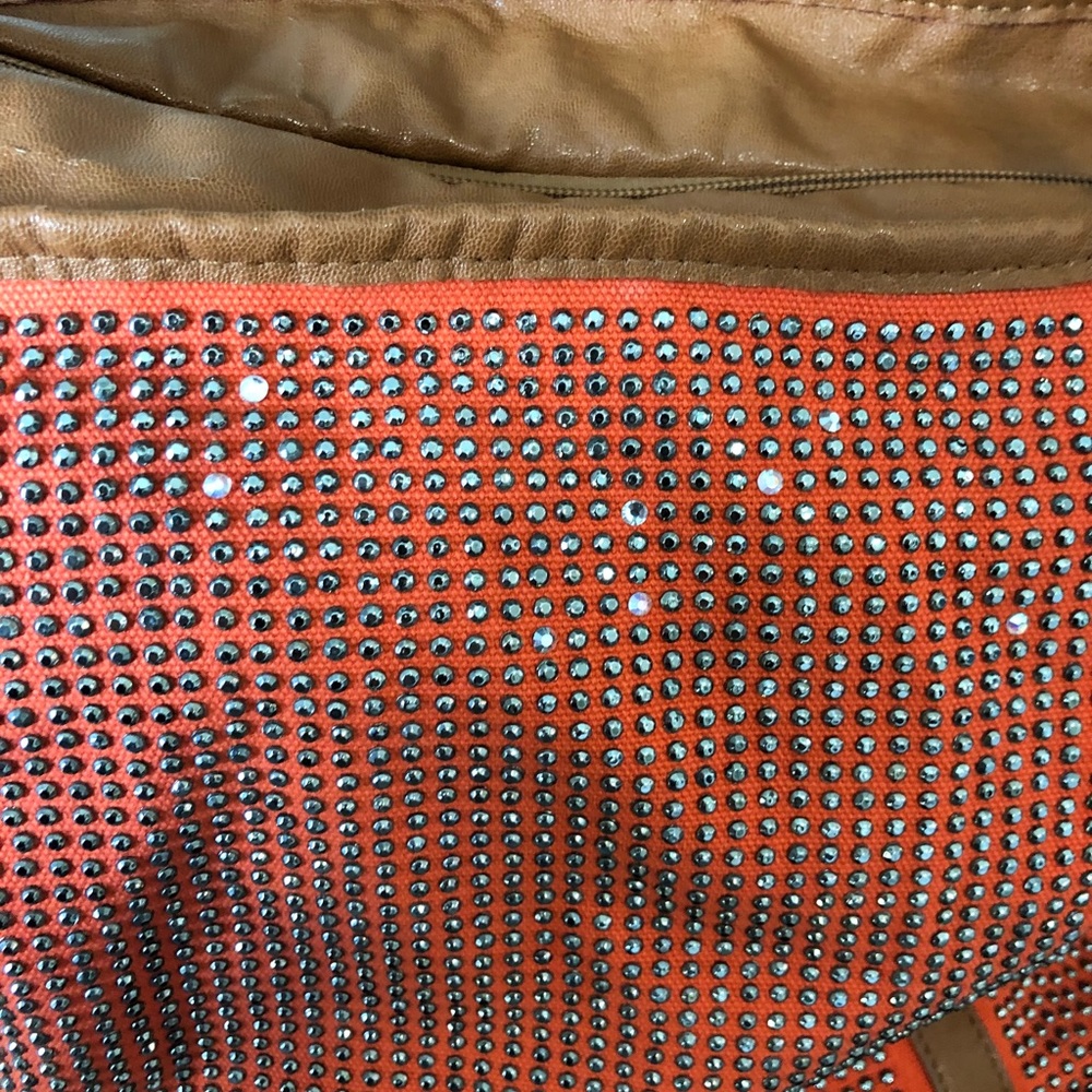 Galian New York Large Orange Bag with Rhinestones - Picture 2 of 8